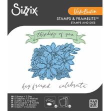 Sizzix Clear Stamp With Framlits Die Set by Vicki Boutin - Floral Bouquet 667082