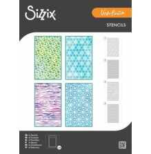 Sizzix A6 Stencil by Vicki Boutin 4/Pkg - Background Textures 667083