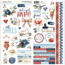 Simple Stories Sticker Sheet 12X12 - Simple Vintage Sand &amp; Sea Icons