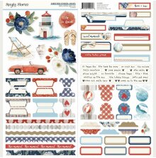 Simple Stories Sticker Sheet 12X12 - Simple Vintage Sand &amp; Sea Basics