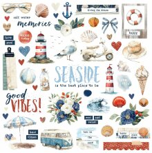 Simple Stories Chipboard Pieces 56/Pkg - Simple Vintage Sand &amp; Sea