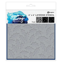 Simon Hurley create. Stencils 6X6 3/Pkg - Festive Holly