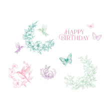 Sizzix Clear Stamp Set by Willow Wolfe - Birthday Blooms 667128