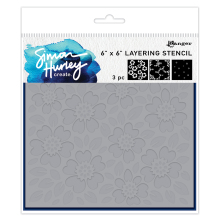 Simon Hurley create. Stencils 6X6 3/Pkg - Whimsy Flowers