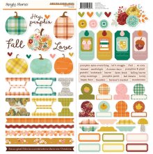 Simple Stories Sticker Sheet 12X12 - Pumpkins &amp; Plaid Basics