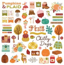 Simple Stories Chipboard Pieces 60/Pkg - Pumpkins &amp; Plaid