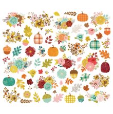 Simple Stories Bits &amp; Pieces Die-Cuts 69/Pkg - Pumpkins &amp; Plaid Floral