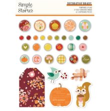 Simple Stories Self-Adhesive Brads - Pumpkins &amp; Plaid
