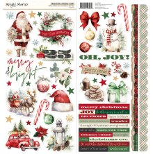 Simple Stories Sticker Sheet 12X12 - Simple Vintage Old-Fashioned Christmas Icons