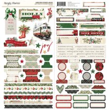 Simple Stories Sticker Sheet 12X12 - Simple Vintage Old-Fashioned Christmas Basics