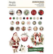 Simple Stories Self-Adhesive Brads - Simple Vintage Old-Fashioned Christmas