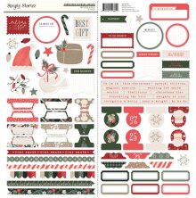 Simple Stories Sticker Sheet 12X12 - Mistletoe &amp; Holly Basics