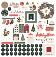 Simple Stories Chipboard Pieces 66/Pkg - Mistletoe &amp; Holly