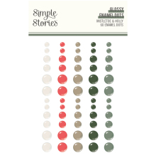 Simple Stories Enamel Dots 60/Pkg - Mistletoe &amp; Holly