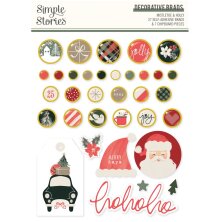 Simple Stories Self-Adhesive Brads - Mistletoe &amp; Holly