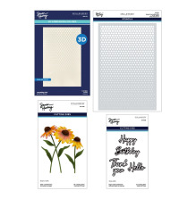 Spellbinders Die, Embossing Folder &amp; Stencil Bundle - Cascading Cornflowers