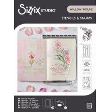 Sizzix Studio Clear Stamp &amp; Stencil Set by Willow Wolfe - Hummingbird and Orchid 667125