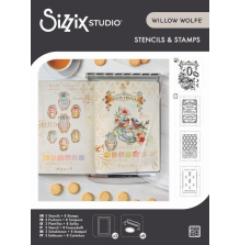 Sizzix Studio Clear Stamp &amp; Stencil Set by Willow Wolfe - Birds and Biscuits 667126