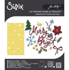 Tim Holtz Sizzix Sidekick Embossing Folder &amp; Die Set - Merry + Bright 667248