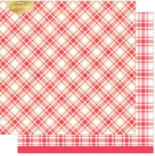 Lawn Fawn Let it Shine Holiday Plaids Paper 12X12 - Poinsettia LF4241