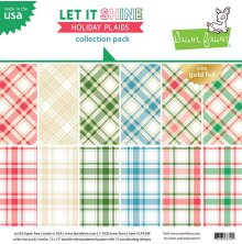 Lawn Fawn Collection Pack 12X12 - Let it Shine Holiday Plaids LF4248
