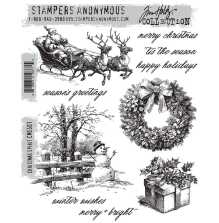 Tim Holtz Cling Stamps 7X8.5 - Christmas Spirit CMS501