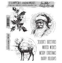 Tim Holtz Cling Stamps 7X8.5 - Festive Schematic CMS502