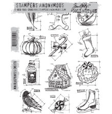 Tim Holtz Cling Stamps 7X8.5 - Mini Blueprints 5 CMS170