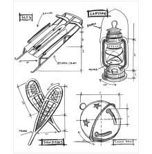 Tim Holtz Cling Stamps 7X8.5 - Christmas Blueprint 5 CMS202