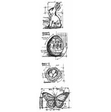 Tim Holtz Cling Stamps 3X10 Mini Blueprint Strip - Easter