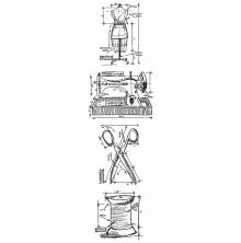 Tim Holtz Cling Stamps 3X10 Mini Blueprint Strip - Sewing