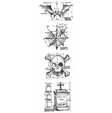 Tim Holtz Cling Stamps 3X10 Mini Blueprint Strip - Halloween