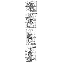 Tim Holtz Cling Stamps 3X10 Mini Blueprint Strip - Christmas