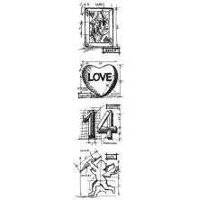 Tim Holtz Cling Stamps 3X10 Mini Blueprint Strip - Valentine