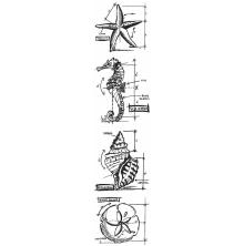 Tim Holtz Cling Stamps 3X10 Mini Blueprint Strip - Nautical