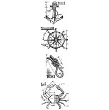 Tim Holtz Cling Stamps 3X10 Mini Blueprint Strip - Mariner