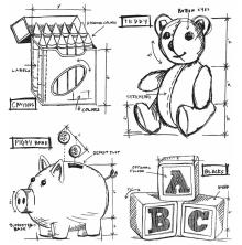 Tim Holtz Cling Stamps 7X8.5 - Childhood Blueprint CMS229