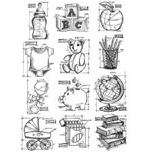 Tim Holtz Cling Stamps 7X8.5 - Mini Blueprints 8 CMS231