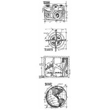 Tim Holtz Cling Stamps 3X10 Mini Blueprint Strip - Travel