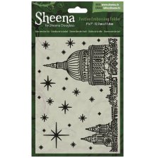 Sheena Douglass 5X7 Festive Embossing Folder - Stars Over the City UTGENDE