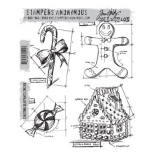 Tim Holtz Cling Stamps 7X8.5 - Christmas Blueprint 3 CMS169