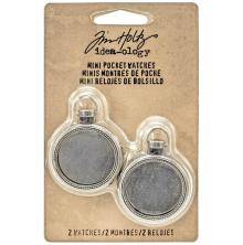 Tim Holtz Idea-Ology Mini Pocket Watch Frames - Antique Nickel