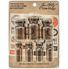 Tim Holtz Idea-Ology Corked Glass Vials - Apothecary Amber W/Vintage Label