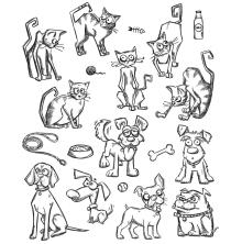 Tim Holtz Cling Stamps 7X8.5 - Mini Cats &amp; Dogs CMS272