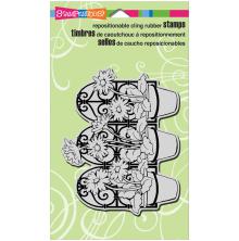 Stampendous Cling Stamp 5.25X3.75 - Daisy Pot Trio UTGENDE