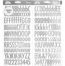 Doodlebug Skinny Foiled Cardstock Alpha Stickers - Silver UTGENDE