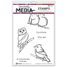 Dina Wakley MEdia Cling Stamps 6X9 - Scribbly Birds on Branches