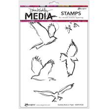 Dina Wakley MEdia Cling Stamps 6X9 - Scribbly Birds in Flight