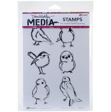 Dina Wakley MEdia Cling Stamps 6X9 - Scribbly Small Birdies