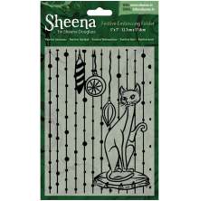 Sheena Douglass Christmas 5x 7 Embossing Folder - Purrfect Christmas UTGENDE